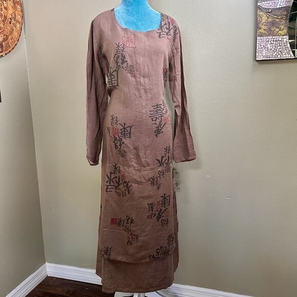 Tom Tom Maxi Boho Dress M Women NEW W Tags Linen Canton Easy Care Long Sl Coco - Picture 1 of 16